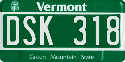 VT license plate DSK318