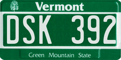 VT license plate DSK392