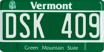 VT license plate DSK409