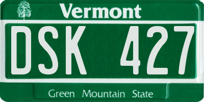 VT license plate DSK427