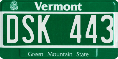 VT license plate DSK443