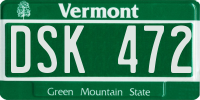VT license plate DSK472