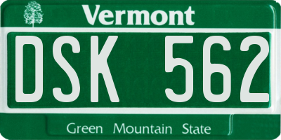 VT license plate DSK562