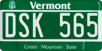 VT license plate DSK565