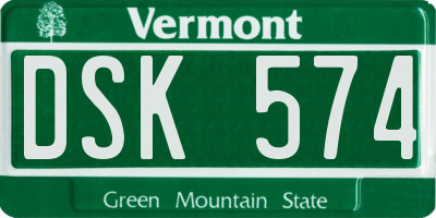 VT license plate DSK574