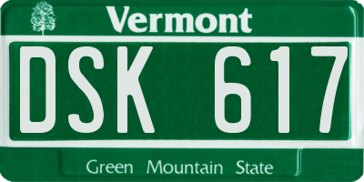 VT license plate DSK617