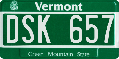 VT license plate DSK657