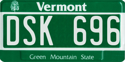 VT license plate DSK696