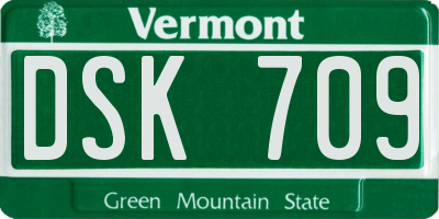 VT license plate DSK709