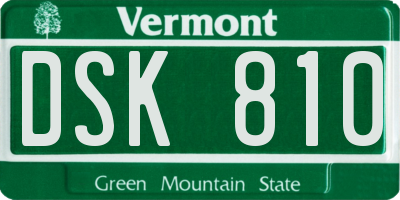 VT license plate DSK810