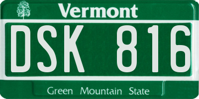 VT license plate DSK816
