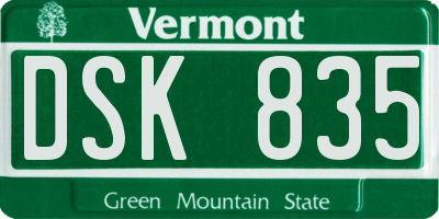 VT license plate DSK835