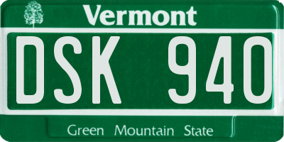 VT license plate DSK940
