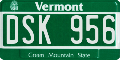 VT license plate DSK956