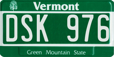VT license plate DSK976