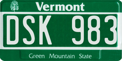 VT license plate DSK983