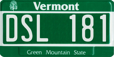 VT license plate DSL181