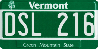 VT license plate DSL216
