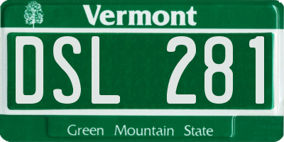 VT license plate DSL281