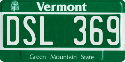 VT license plate DSL369