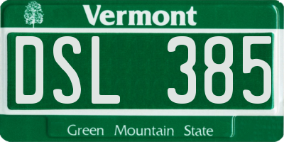 VT license plate DSL385