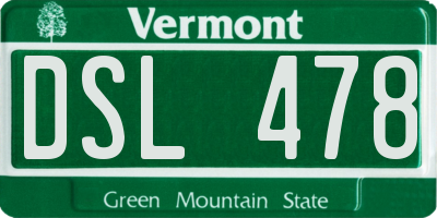VT license plate DSL478