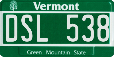 VT license plate DSL538