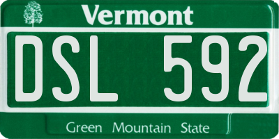 VT license plate DSL592