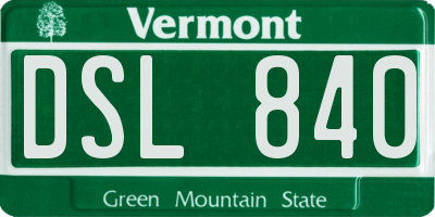 VT license plate DSL840
