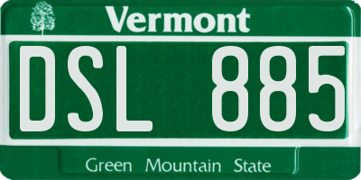VT license plate DSL885