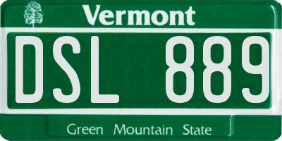VT license plate DSL889