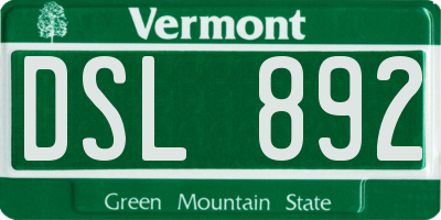 VT license plate DSL892