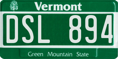 VT license plate DSL894