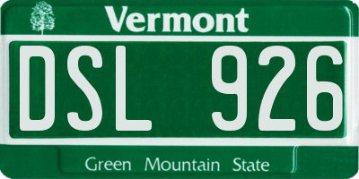 VT license plate DSL926