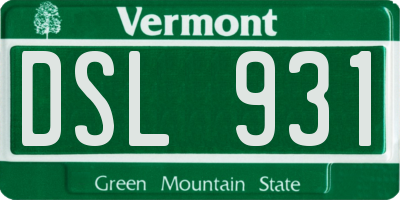 VT license plate DSL931
