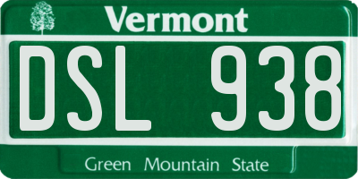VT license plate DSL938