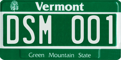 VT license plate DSM001