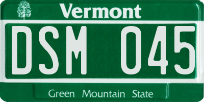 VT license plate DSM045