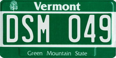 VT license plate DSM049