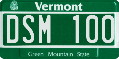 VT license plate DSM100