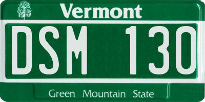 VT license plate DSM130