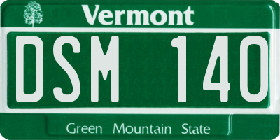 VT license plate DSM140