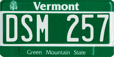 VT license plate DSM257