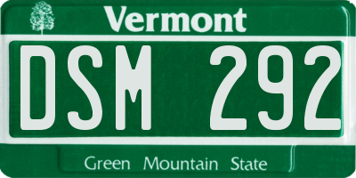 VT license plate DSM292