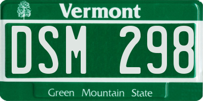 VT license plate DSM298