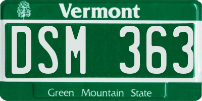 VT license plate DSM363