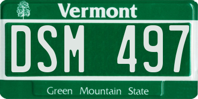 VT license plate DSM497