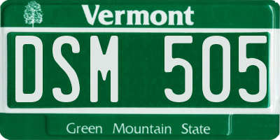 VT license plate DSM505