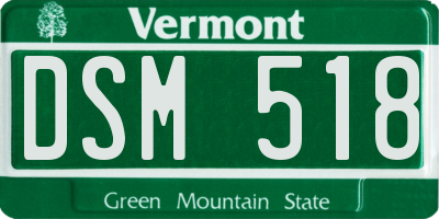VT license plate DSM518