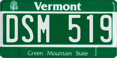 VT license plate DSM519